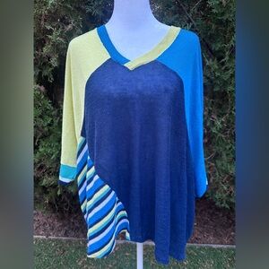 Women’s Curio New York Colorful Striped Cotton Shirt Size 2X